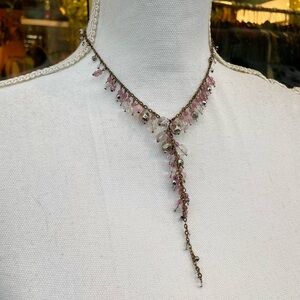 Vintage 90s Purple Beaded Fairy Dangly Lariat Necklace